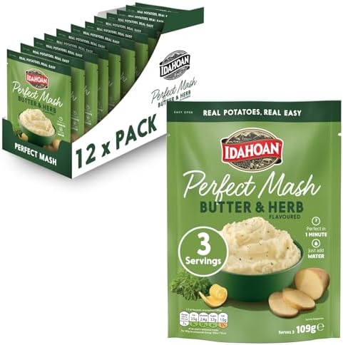 Idahoan Butter & Herb Instant Mashed Potatoes – 109g (Pack of 12)