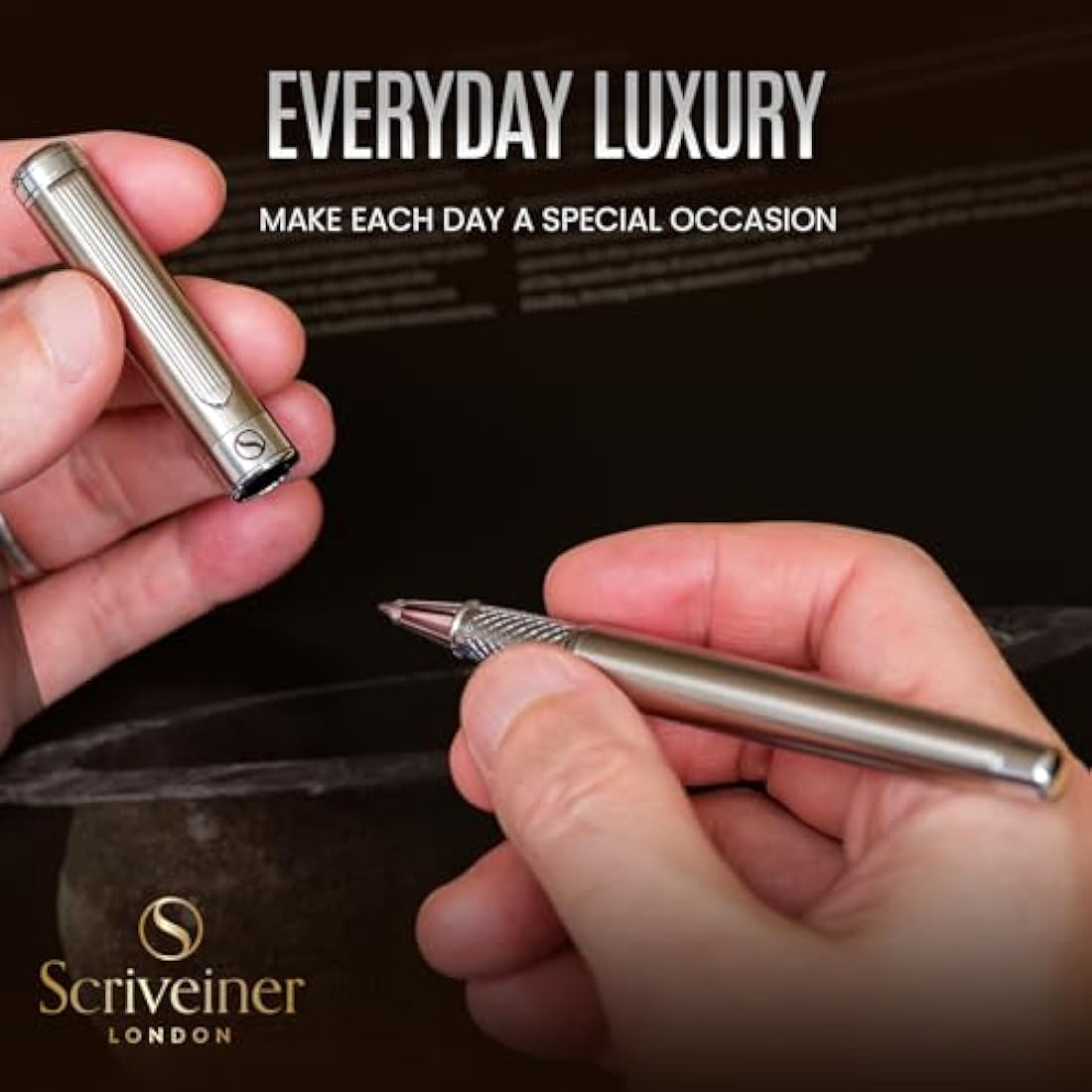 Scriveiner Stainless Steel Rollerball Pen – Luxury Silver Chrome Finish