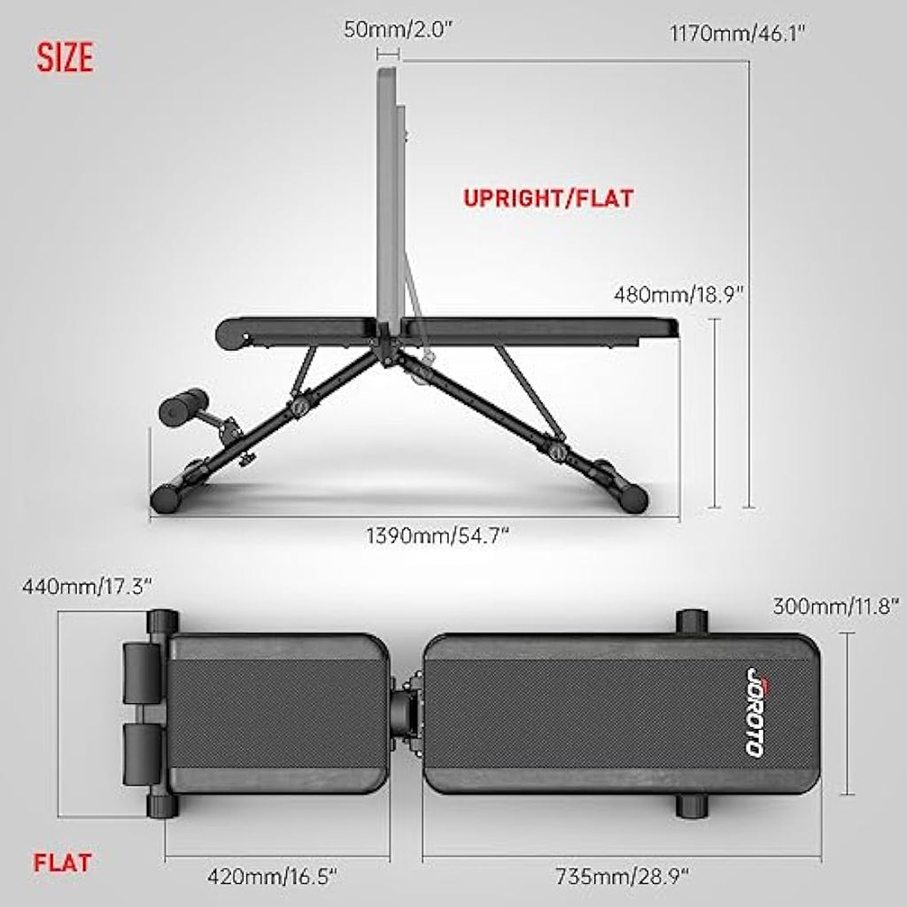 JOROTO MD35 Adjustable Weight Bench – Foldable 700lb Strength Training Bench