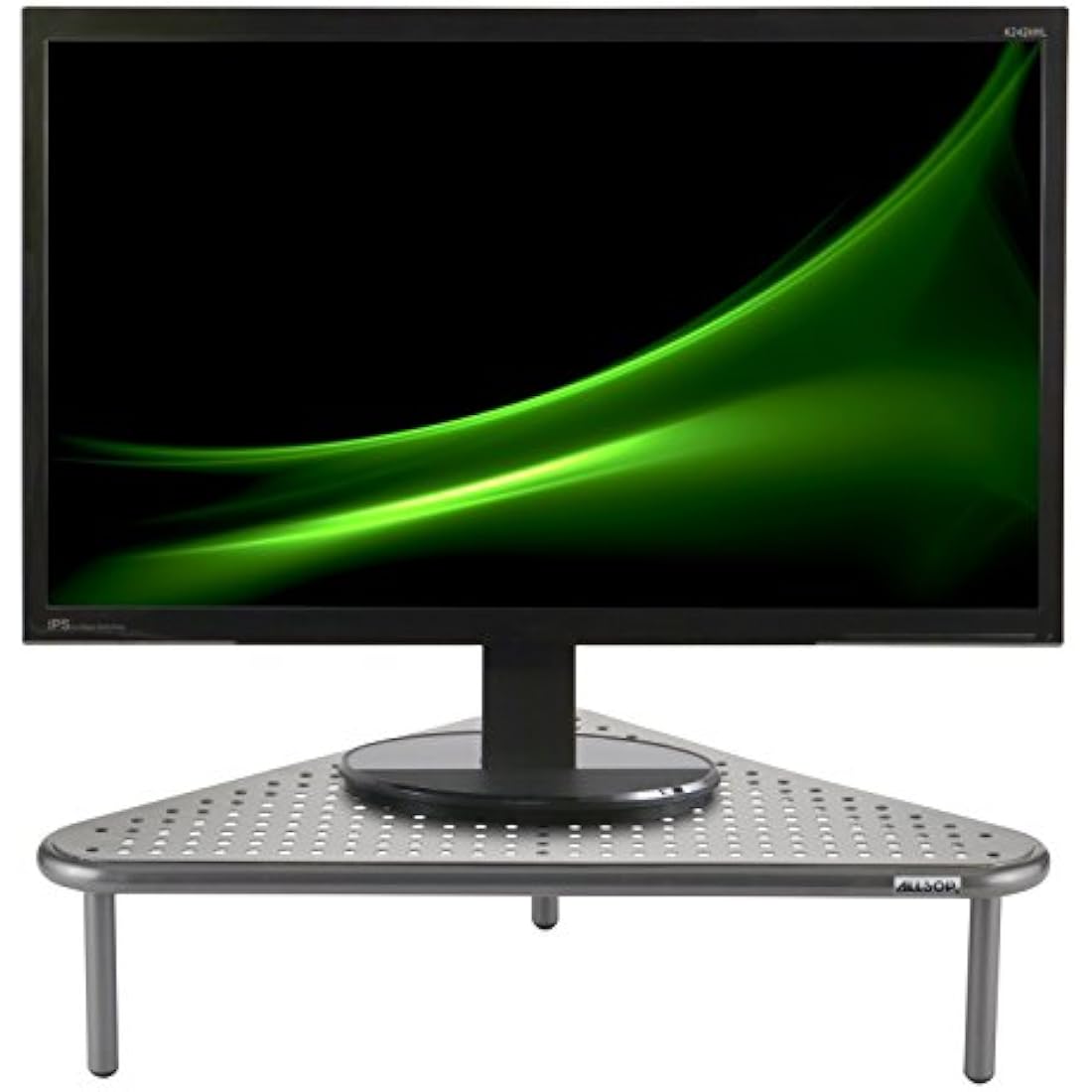 Allsop Metal Art Corner Monitor Stand – Silver Steel Ergonomic Riser