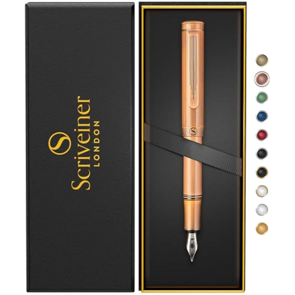 Scriveiner Luxury EDC Fountain Pen – Brushed Copper Brass Pocket Pen