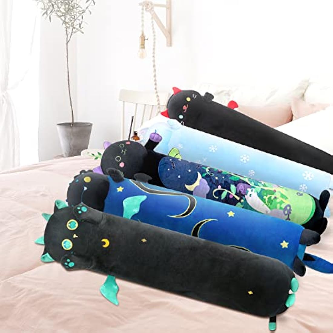 Mewaii 36in Long Cat Plush Body Pillow – Soft Black Stuffed Animal