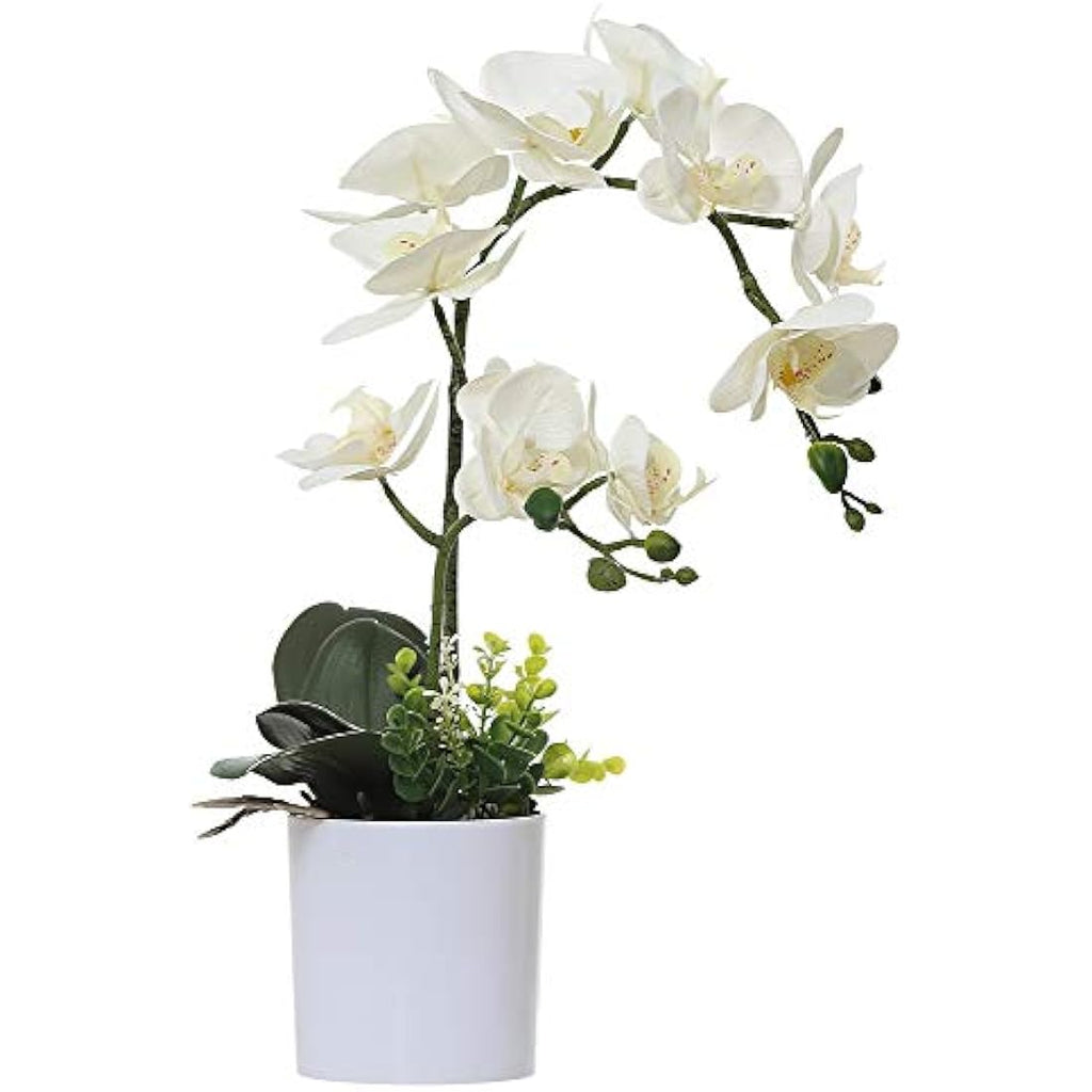 Olrla White Artificial Orchid Flowers – Faux PU Phalaenopsis Bonsai