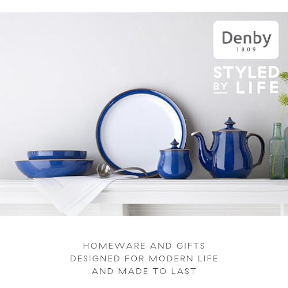 Denby Imperial Blue Dinner Plates | Set of 2 Handcrafted Stoneware 26.5cm