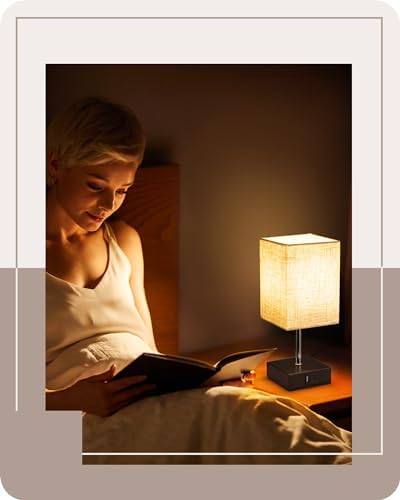 EDISHINE Bedside Lamps Set of 2 | 3-Way Touch Dimmable with USB A+C Ports