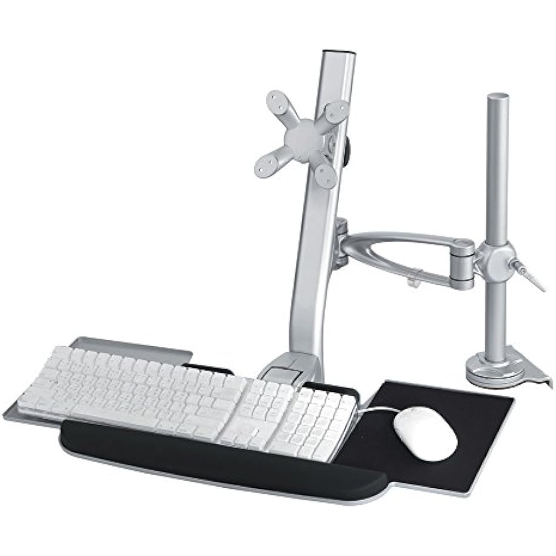 Newstar FPMA-D1020KEYB Silver Desk Mount for 10-24" Monitor, Keyboard & Mouse – Height Adjustable
