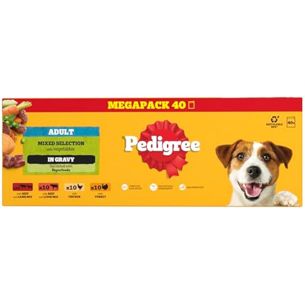 Pedigree Adult Wet Dog Food Mixed Selection in Gravy | 40 x 100g