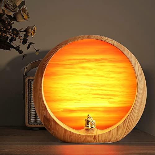 Mamre Sunset Lamp – Dimmable Wood Grain Table Lamp for Romantic Decor