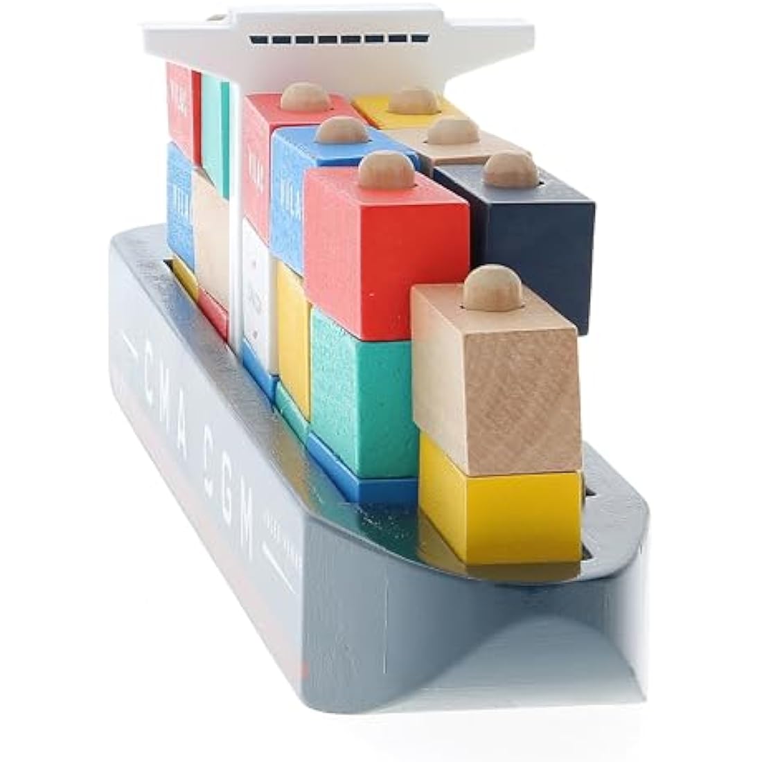 Vilac Wooden Jules Verne Container Ship – Stacking Toy for Kids