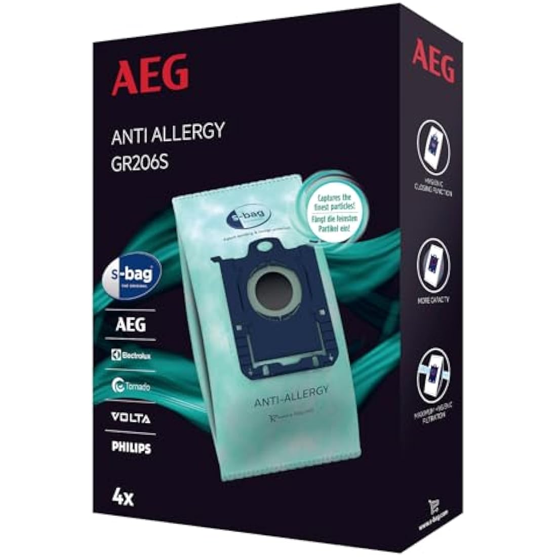 AEG GR206S Anti-Allergy Vacuum Cleaner Bags for VX4 VX6 VX7 VX8 | 4 Pack