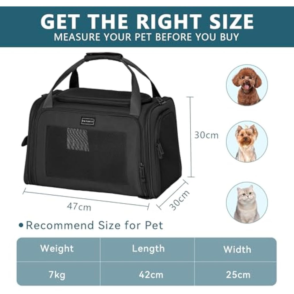 Petsfit Pet Carrier – Large Oxford Fabric Dog & Cat Travel Bag, Black
