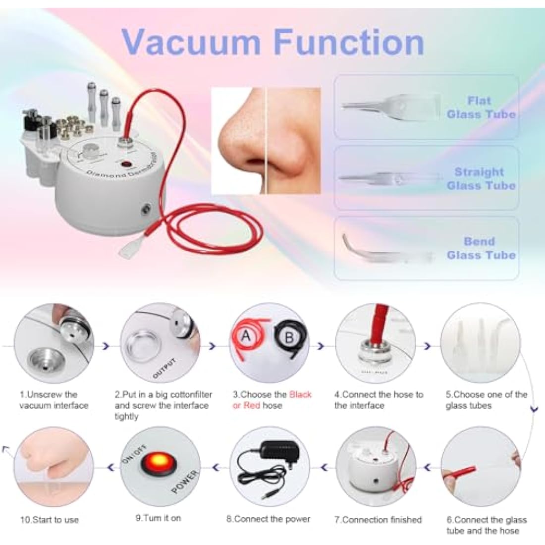 FAZJEUNE 3-in-1 Diamond Microdermabrasion Machine & Vacuum Skin Peeling
