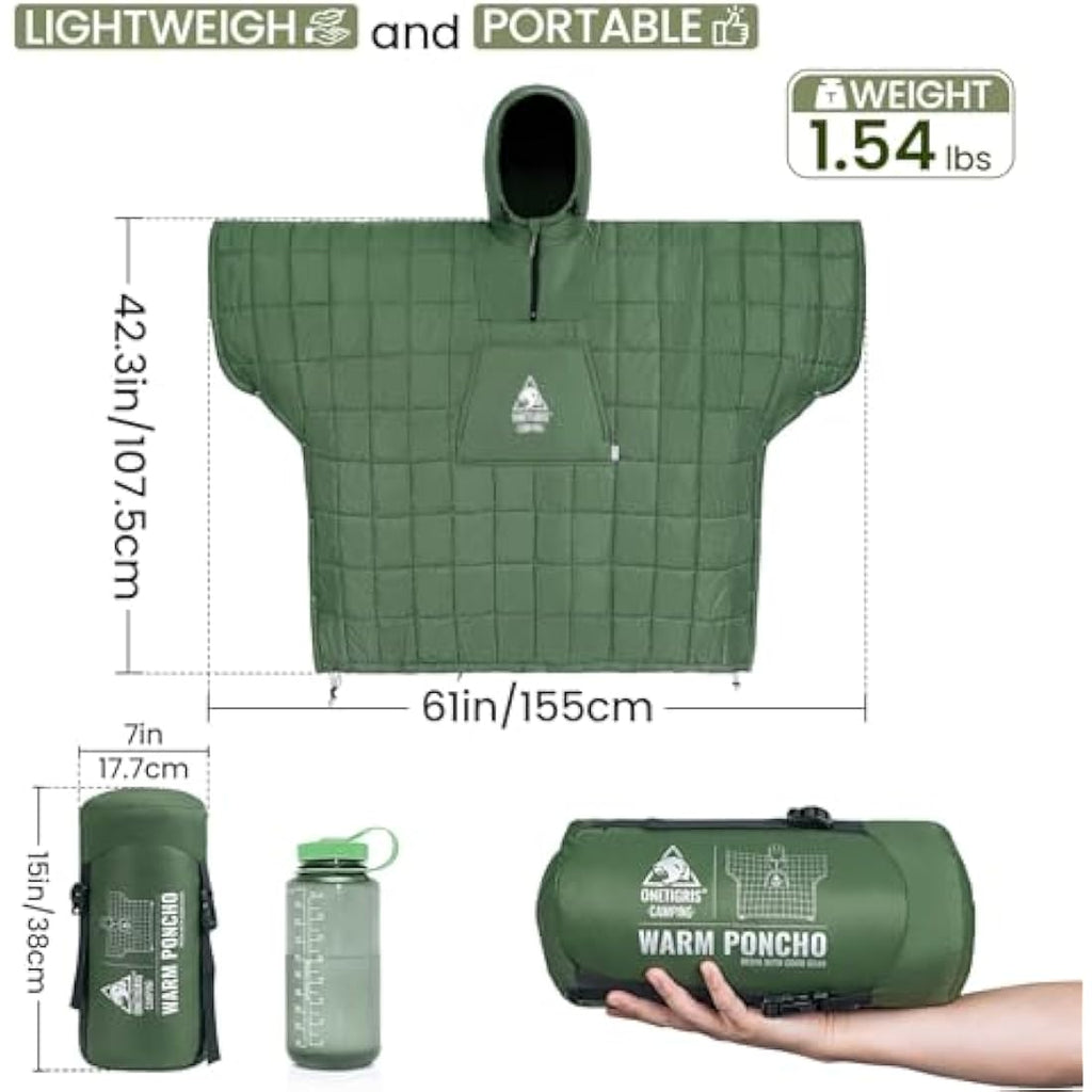 OneTigris Wearable Camping Blanket Poncho | 3M Thinsulate Insulation