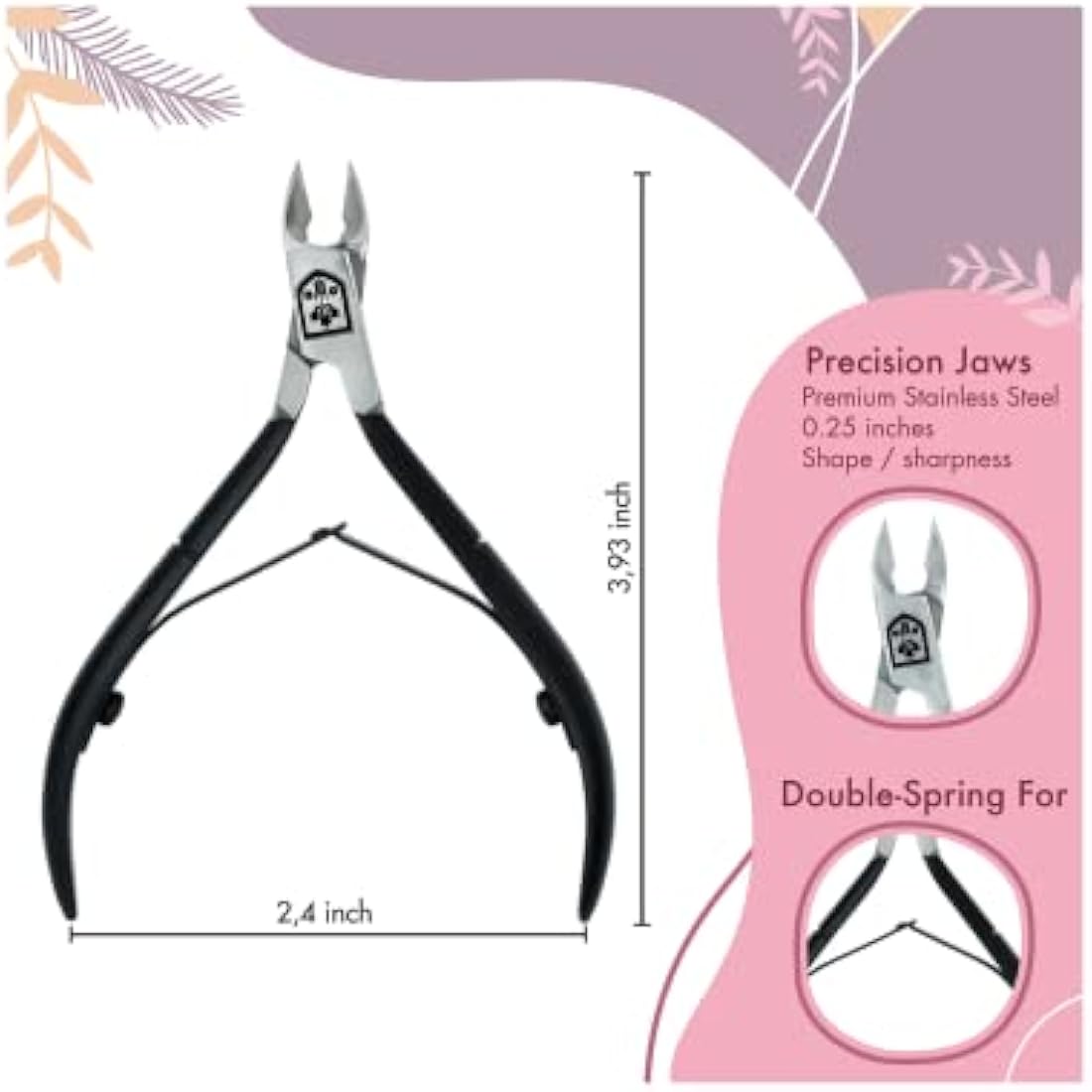 SENBACH Professional Cuticle Trimmer – Stainless Steel Nipper (Black)