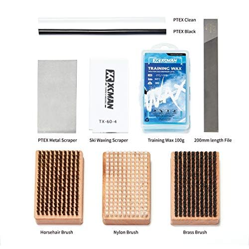 XCMAN Ski Snowboard Waxing Tuning Kit – 3 Brushes, Scrapers & Ptex