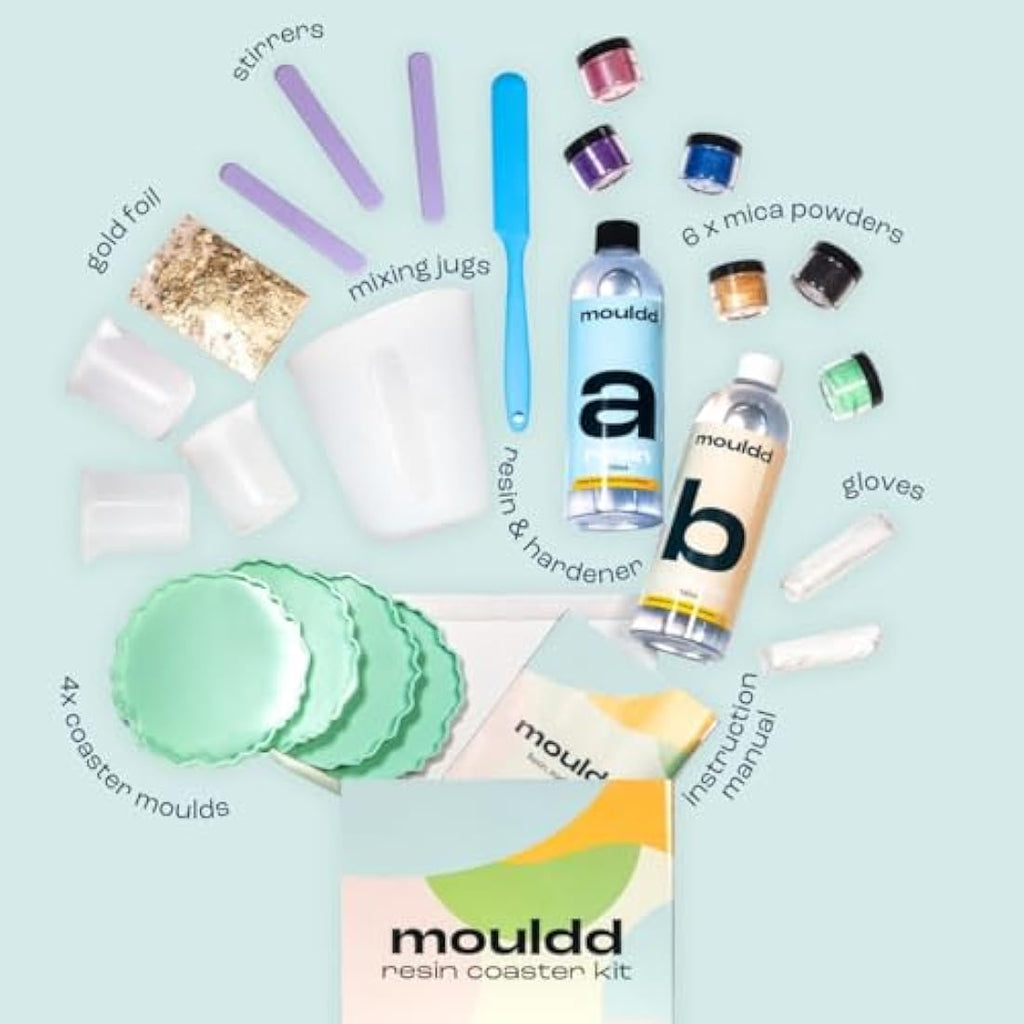 Mouldd Resin Coaster Craft Kit - DIY Epoxy Art Set with 1L Resin & Tools