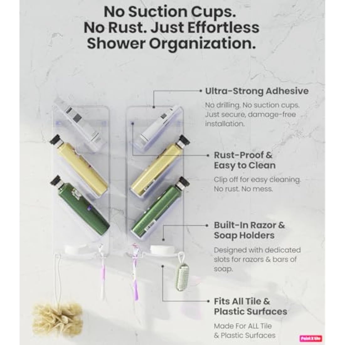 Jolof Store Shower Caddy – Rustproof Adhesive Bathroom Shelf