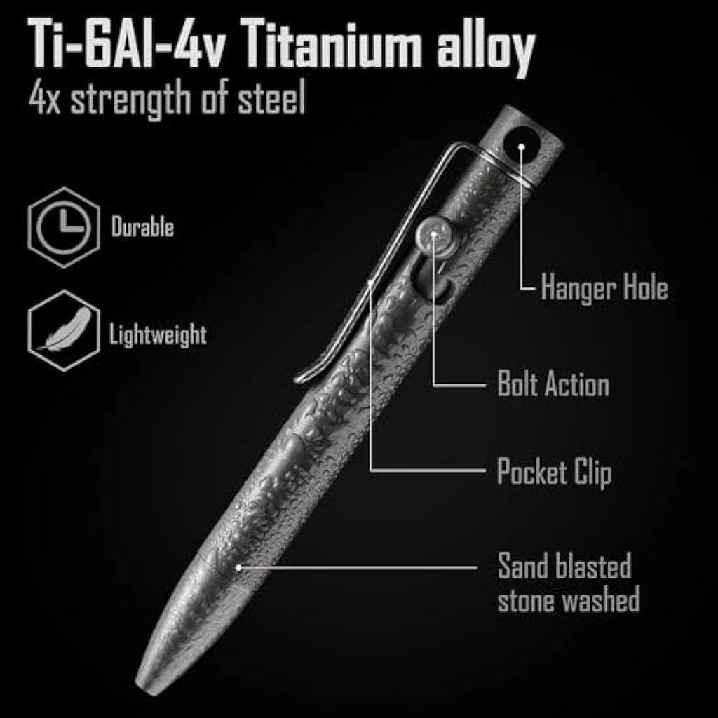 KeyUnity Titanium Alloy Retractable Ballpoint EDC Pocket Pen – Stonewashed