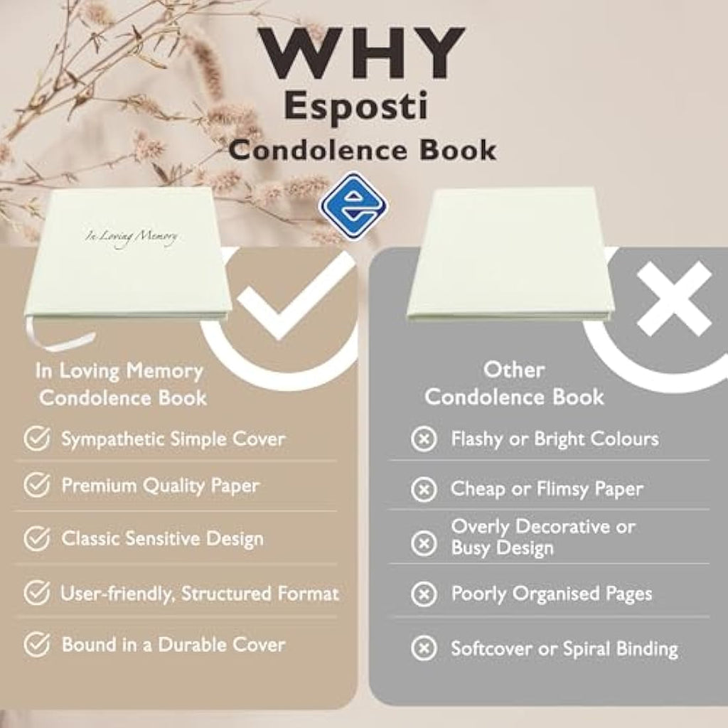 Memorial Guest Book – White Hardcover Condolence Book