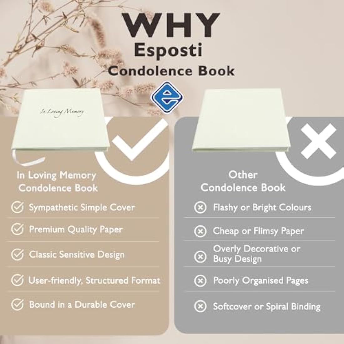 Memorial Guest Book – White Hardcover Condolence Book