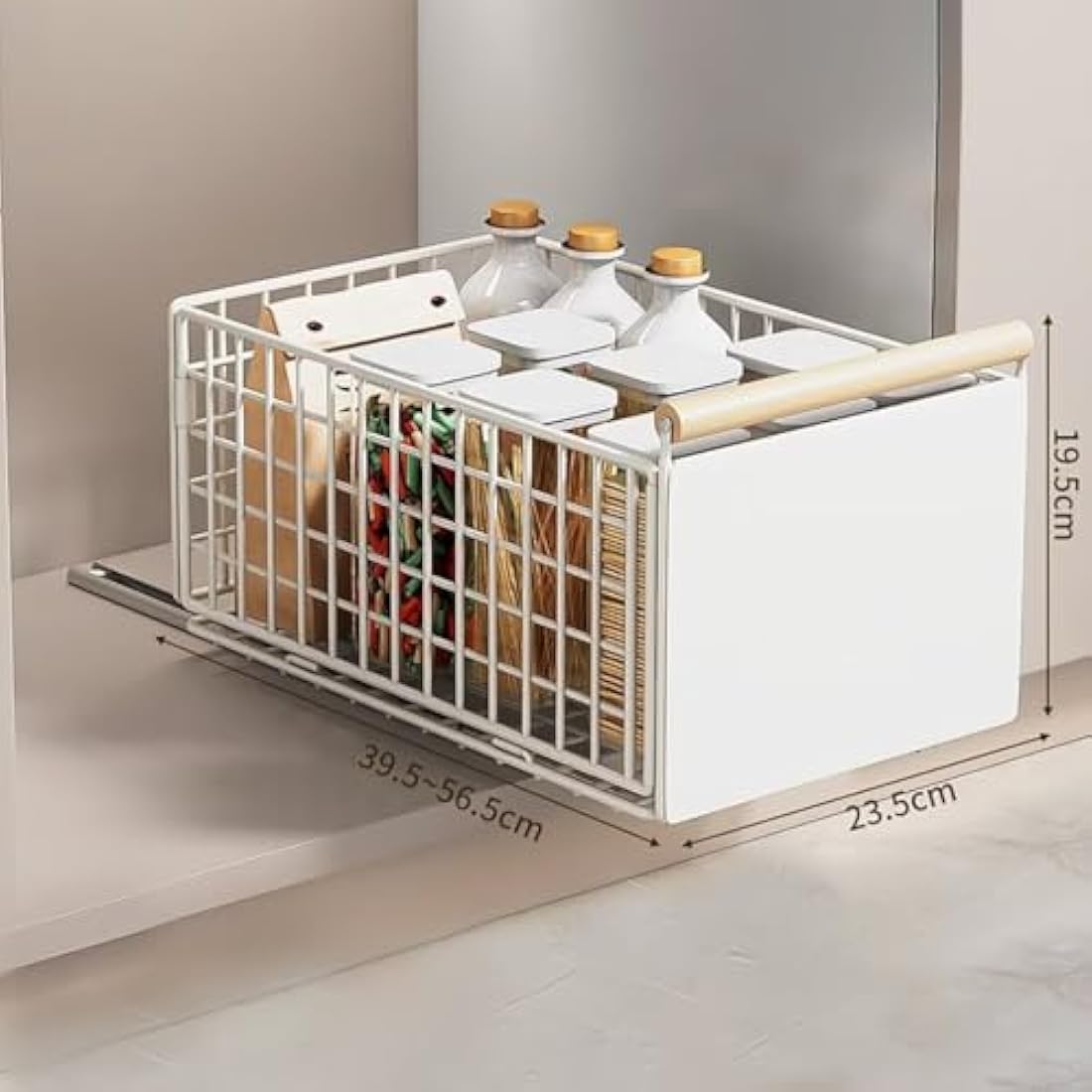 Pull Out Cabinet Organiser | No-Drill Adjustable White Drawer