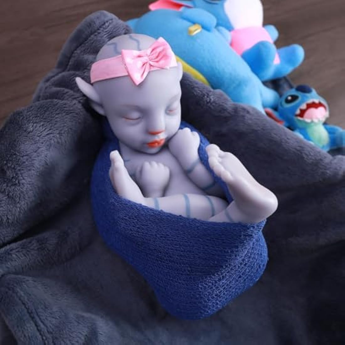 46cm Blue Avatar Reborn Baby Doll - Full Silicone Girl