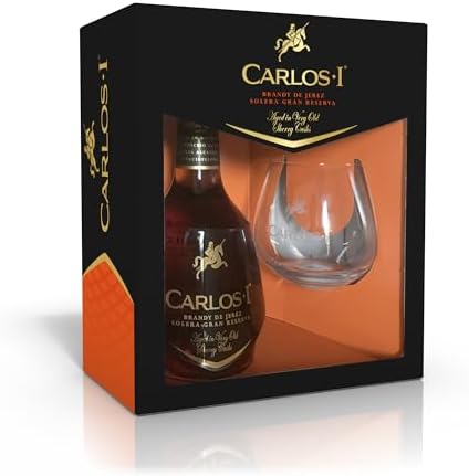 Carlos I Brandy Solera Gran Reserva 1L Gift Pack with Brandy Glass