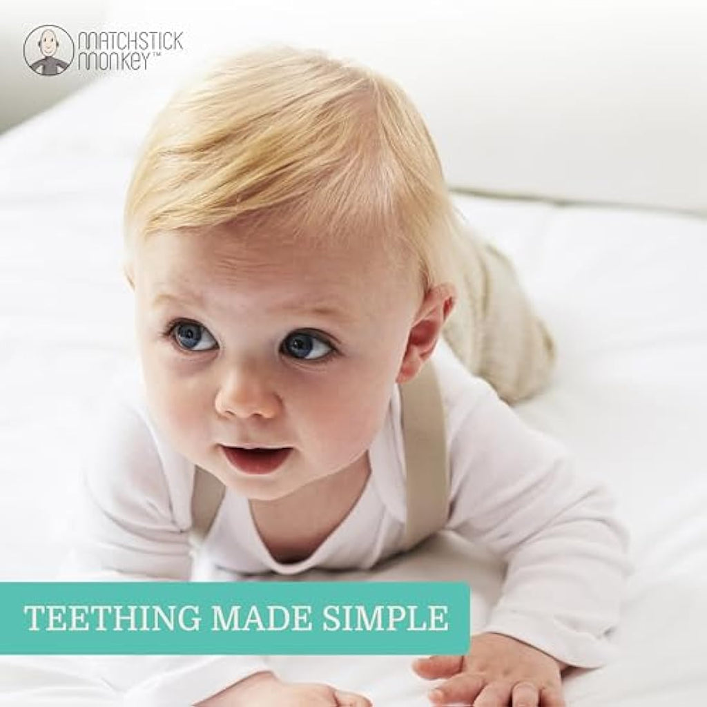 Matchstick Monkey Silicone Teether & Gel Applicator - Grey Monkey