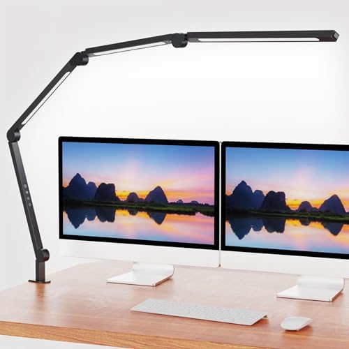 AILBTON LED Desk Lamp with Clip | Foldable Eye-Care Office Table Lamp