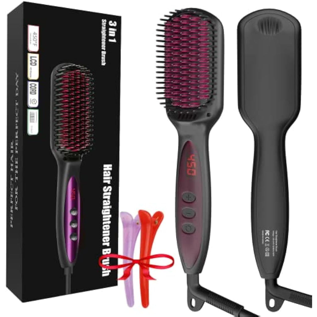 Jolof Store Ionic Hair Straightener Brush – Ceramic Anti-Scald Styler