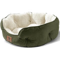 Round Dog Bed – Washable Non-Slip Pet Bed for Cats, Green, 25"