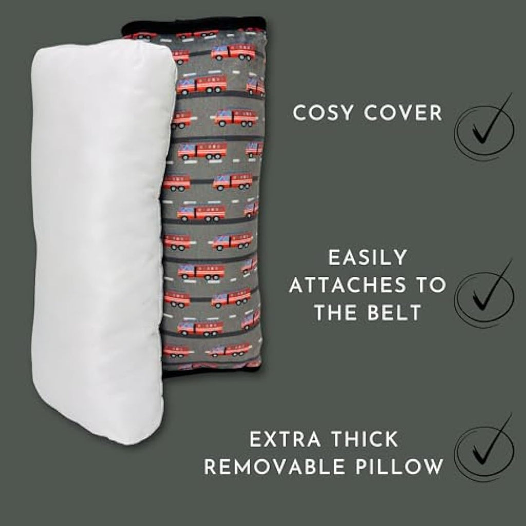 HECKBO Firefighter Car Seat Belt Pillow for Kids – Soft Neck Support