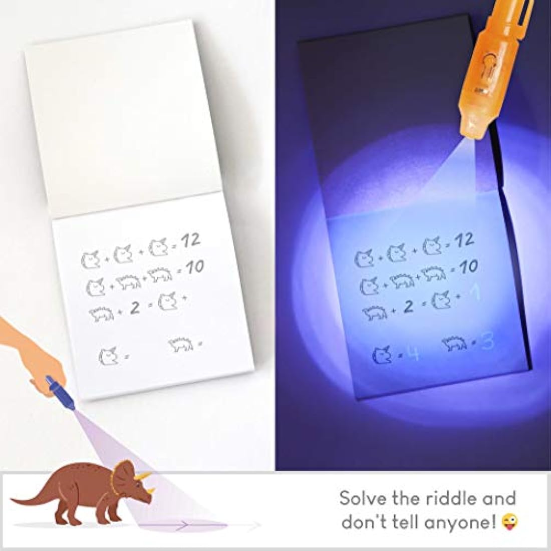 BONNYCO Invisible Ink Pen and Notebook Set | 16 Pack Dinosaur Party Favors