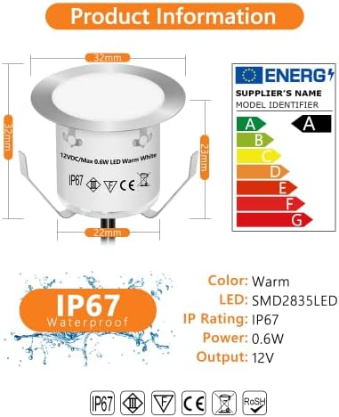 HIBOITEC 16Pcs LED Deck Lights | IP67 Waterproof Warm White Outdoor Lighting