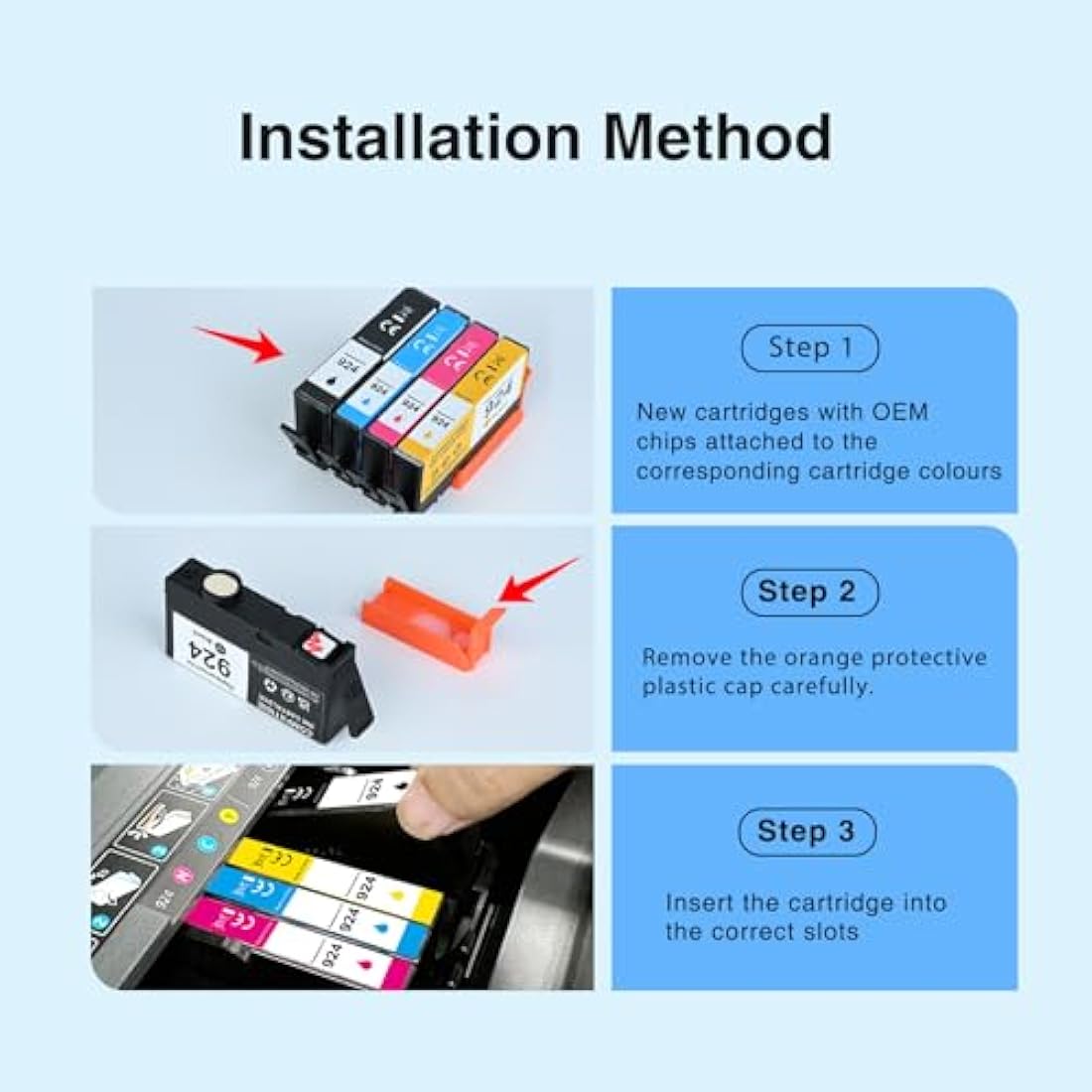 Starink HP 924 Ink Cartridge Replacement 4-Pack for OfficeJet Pro 8120e