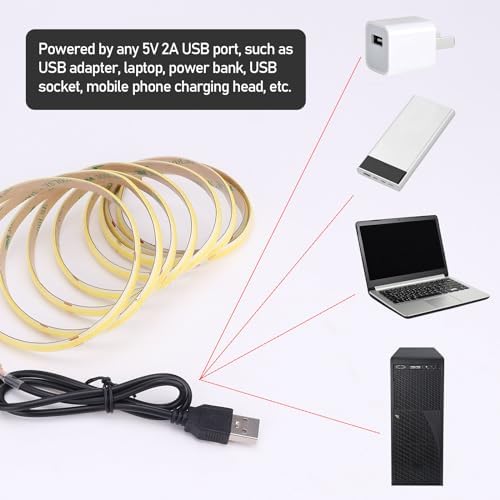 GOMING USB COB LED Strip Light | 2M Warm White Waterproof TV Backlight