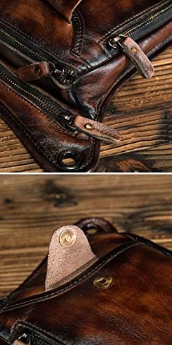 Mens Genuine Leather Motorcycle Drop Leg Bag & Waist Pack