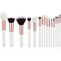 Jessup 15Pcs Professional Makeup Brushes Set | Pearl White & Rose Gold