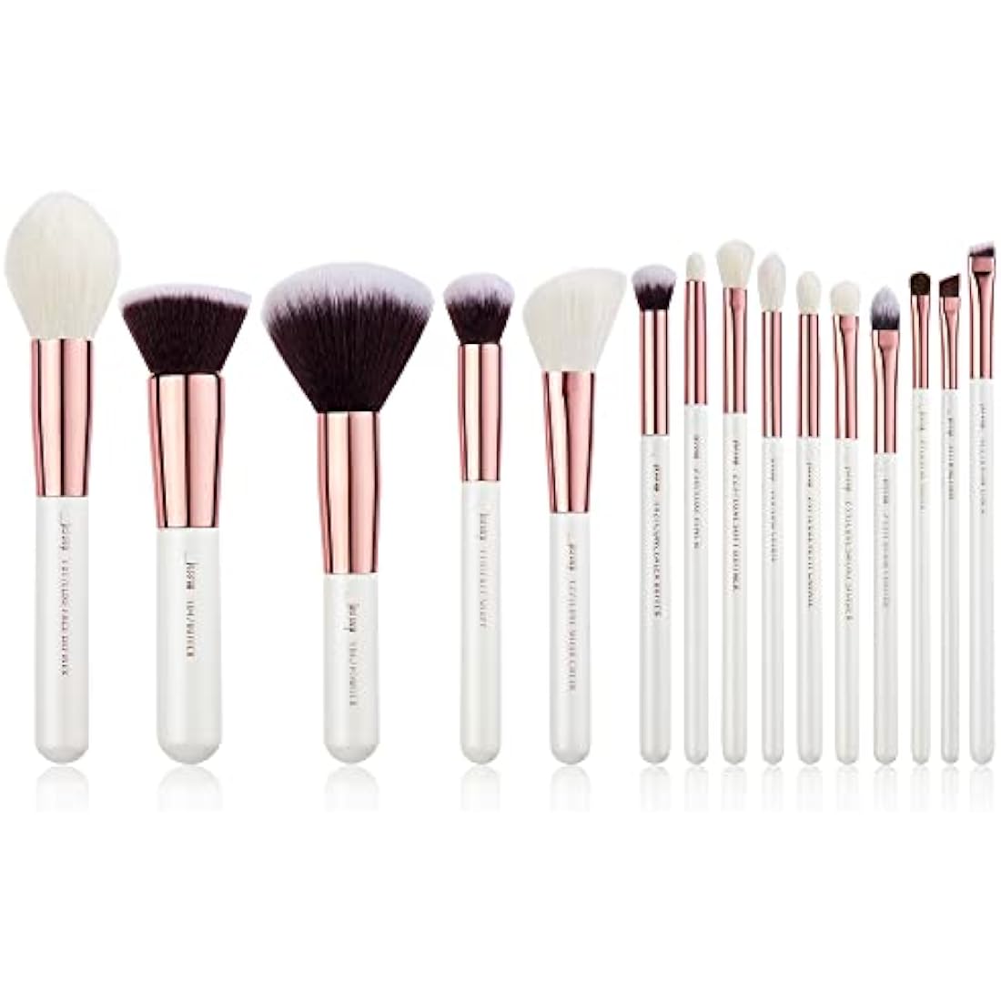 Jessup 15Pcs Professional Makeup Brushes Set | Pearl White & Rose Gold