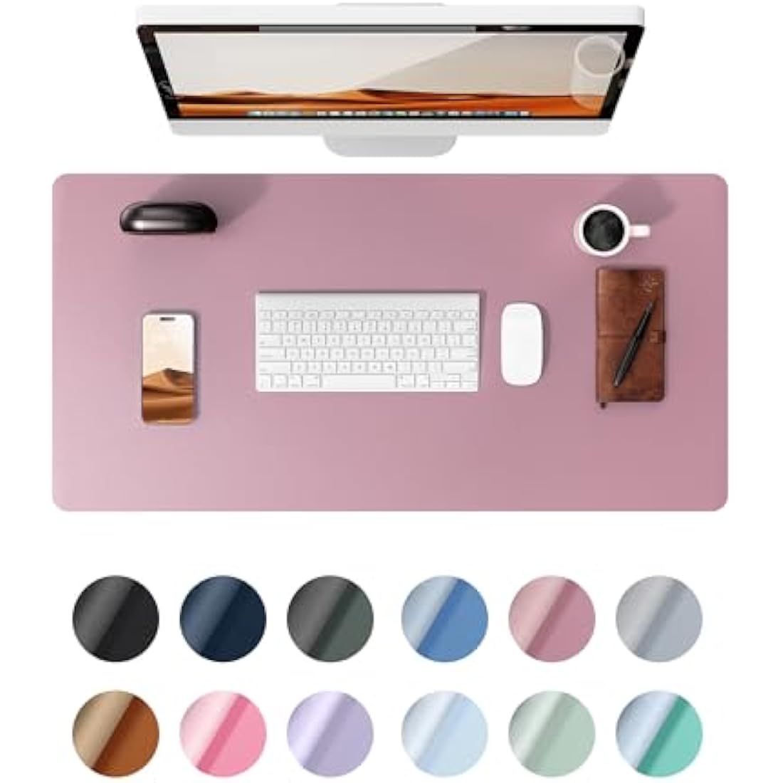 YSAGi Leather Desk Mat – Large Waterproof PU Mouse Pad, Pale Mauve
