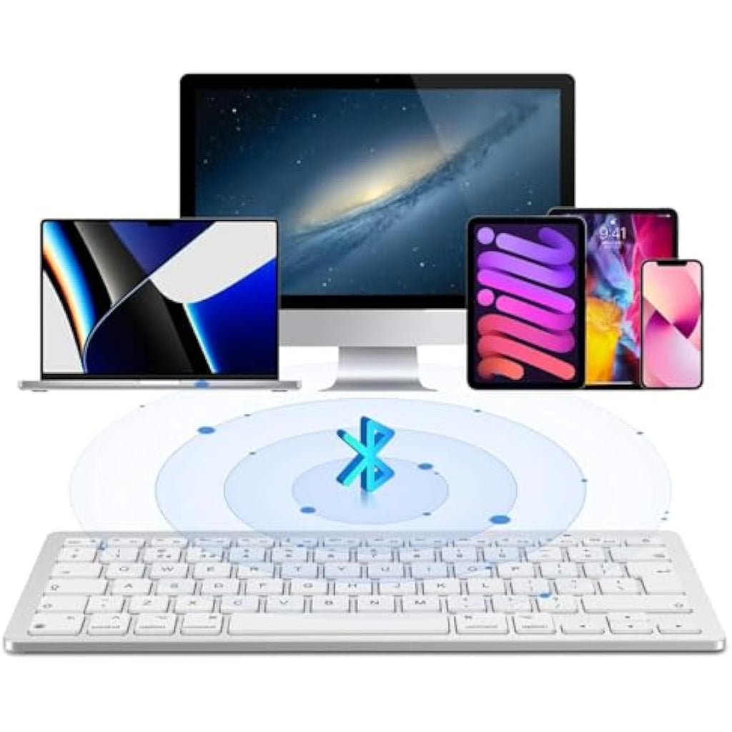 OMOTON Wireless Bluetooth Keyboard and Mouse Set for Mac – Silver UK Layout