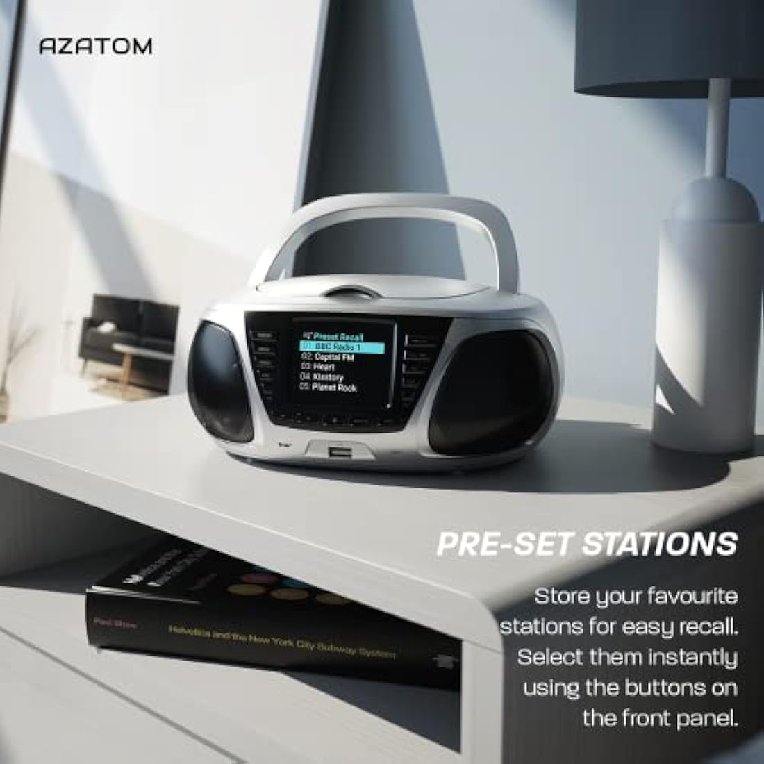 Azatom Zenith Z4 Portable CD Player with DAB+ Radio & Bluetooth – Silver
