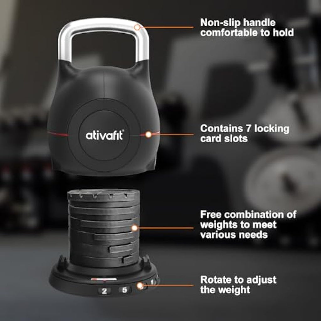 ATIVAFIT 20kg Adjustable Kettlebell – 7-in-1 Home Gym Strength Training