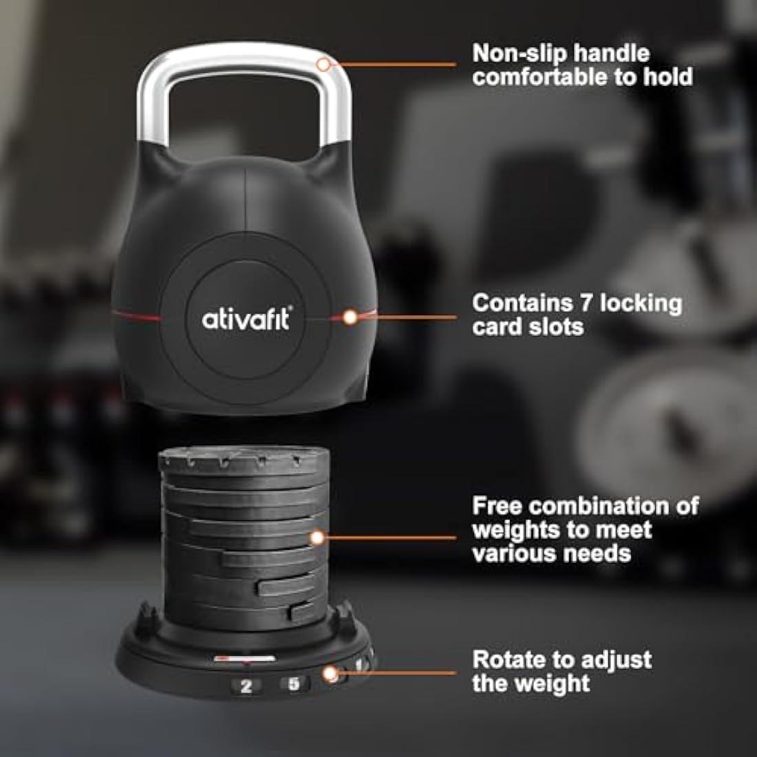 ATIVAFIT 20kg Adjustable Kettlebell – 7-in-1 Home Gym Strength Training
