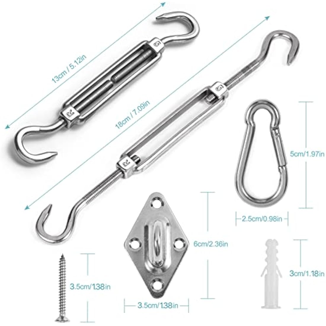 Shade Sail Hardware Kit – Heavy Duty Stainless Steel M5 Set