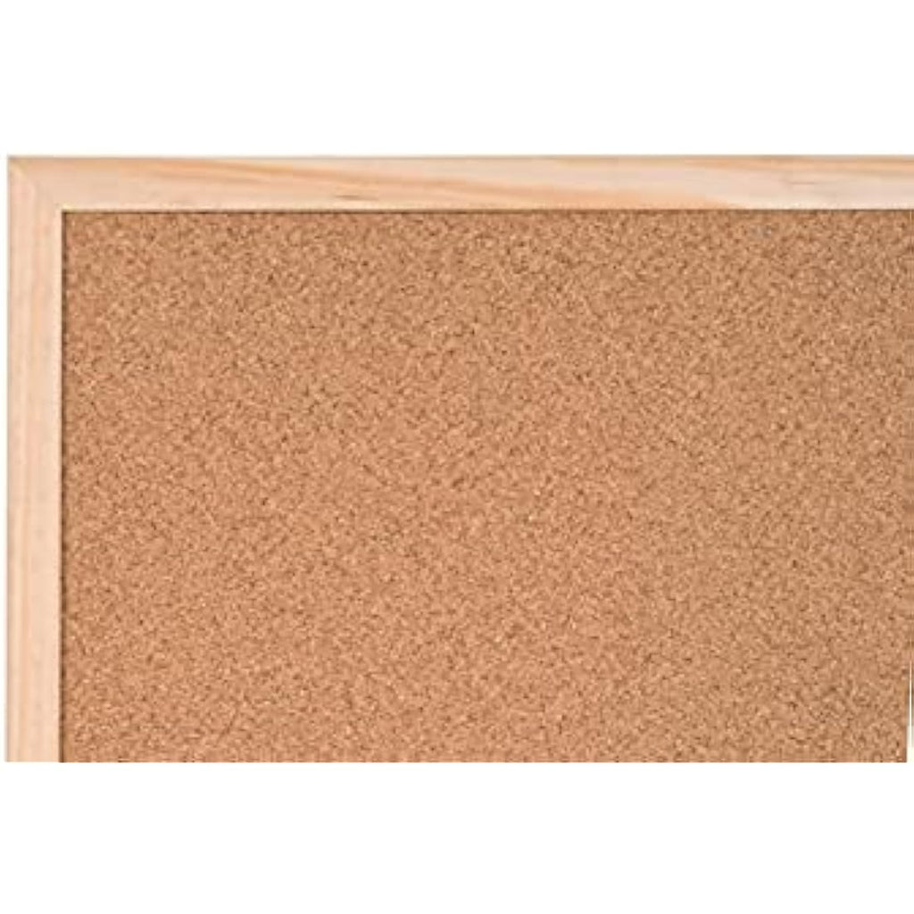 Bi-Office Basic Cork Board | Pine Wood Frame Pin Board | 90 x 60 cm