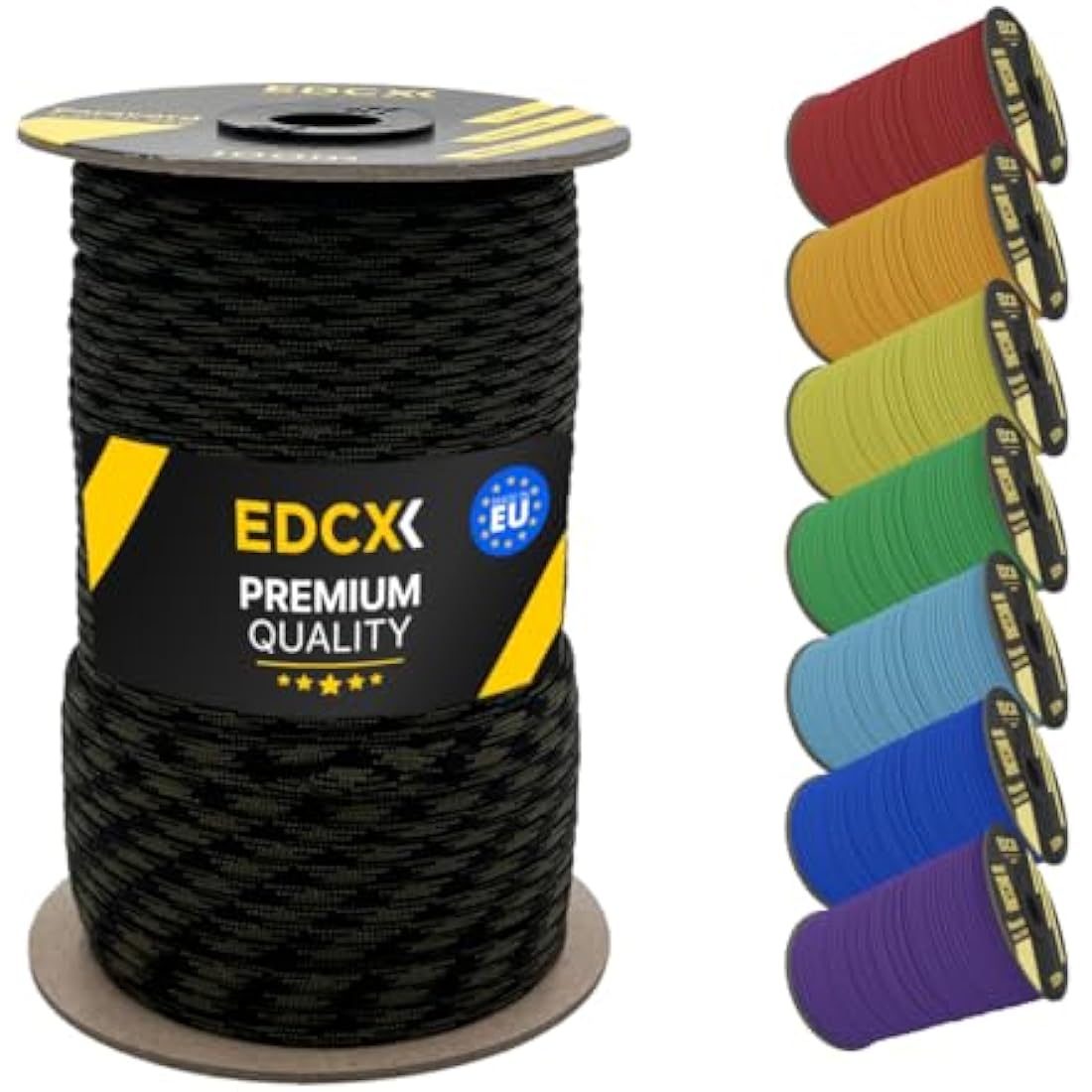 EDCX 550 Paracord – 4mm Type III 7-Strand Nylon Rope, 15m Spool