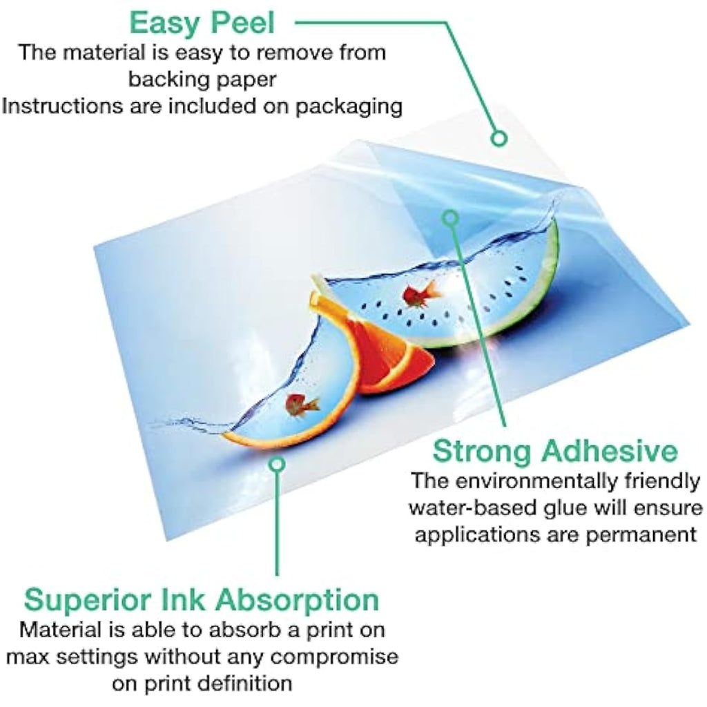 Evergreen Goods A4 Clear Glossy Printable Vinyl Sticker Paper – 100 Sheets