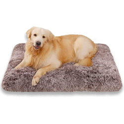 Jaspuriea Calming Dog Bed – Washable Plush Crate Mattress, Brown