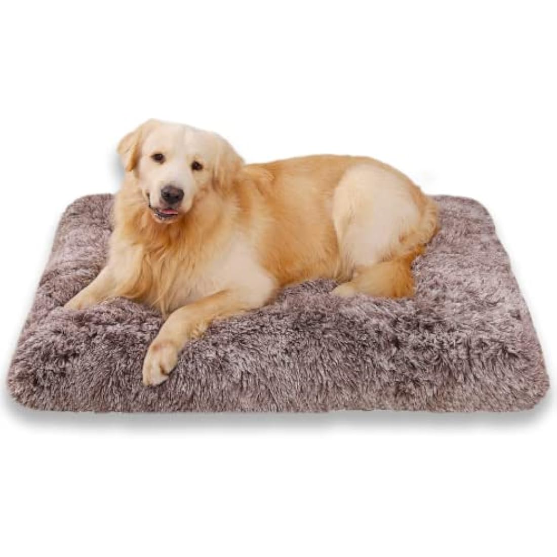 Jaspuriea Calming Dog Bed – Washable Plush Crate Mattress, Brown